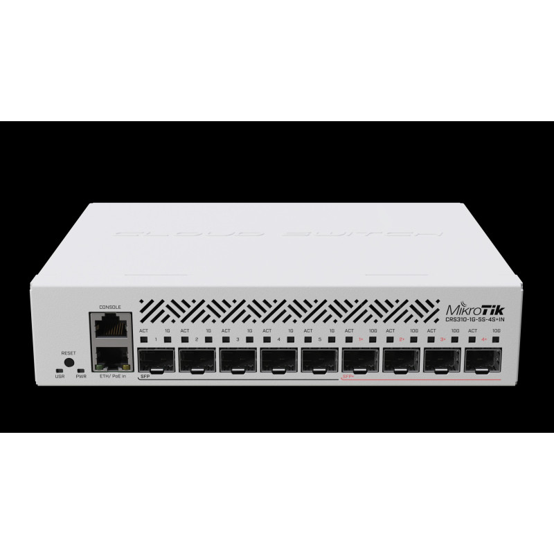 MikroTik CRS310-1G-5S-4S+IN Multi-Gigabit SOHO Router with 5 x 1G SFP ports, 4 x 10G SFP+ ports and 1 x Gigabit Ethernet