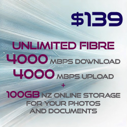 Package Deal! Unlimited 4000/4000 Hyper fibre broadband + 100GB NZ online storage